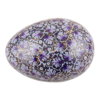 Alternate image for India Handmade Purple Leaf Papier Mache Box 4.5 inch Purple Chinar Foliage