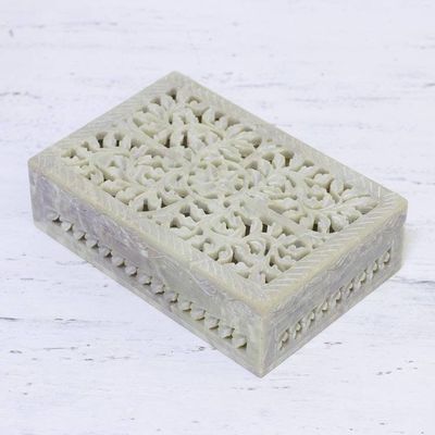 Primary image for Jali Openwork Soapstone Decorative Box from India Hidden Fantasy