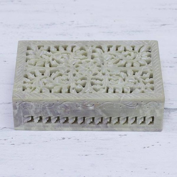 Alternate image for Jali Openwork Soapstone Decorative Box from India Hidden Fantasy