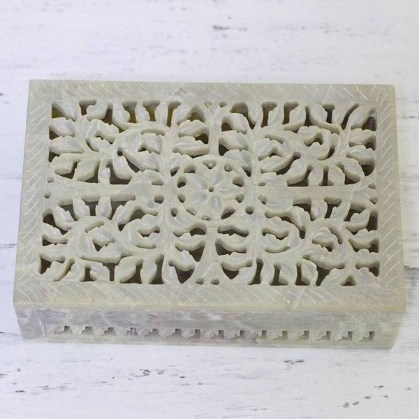 Alternate image for Jali Openwork Soapstone Decorative Box from India Hidden Fantasy