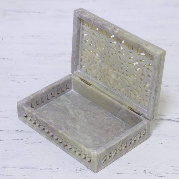 Alternate image for Jali Openwork Soapstone Decorative Box from India Hidden Fantasy