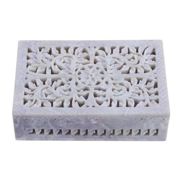 Alternate image for Jali Openwork Soapstone Decorative Box from India Hidden Fantasy