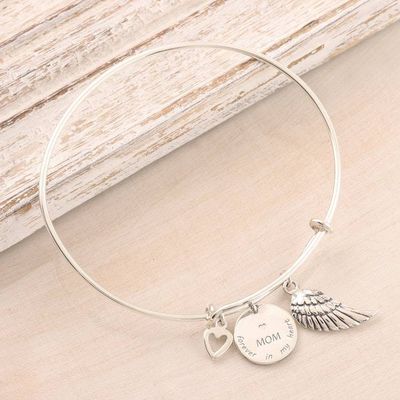 Alternate image for Sterling Silver Charm Bangle Bracelet for Mother Forever In My Heart