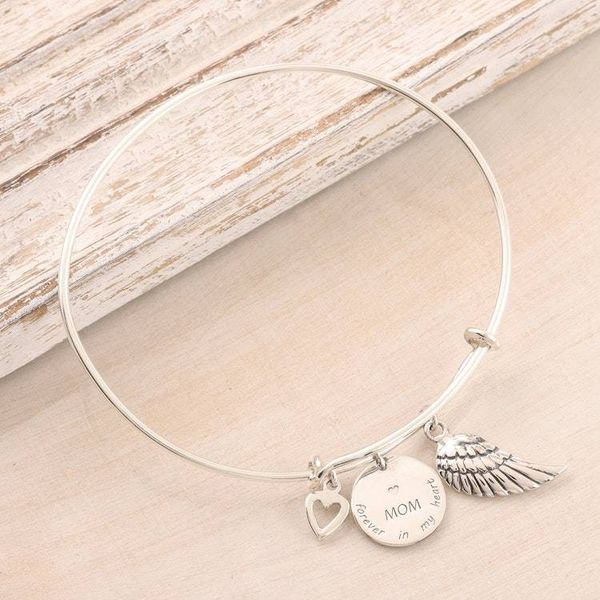 Alternate image for Sterling Silver Charm Bangle Bracelet for Mother Forever In My Heart