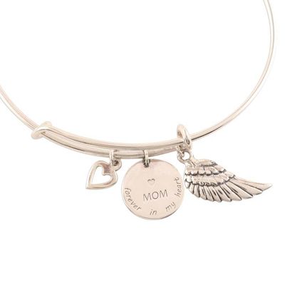 Alternate image for Sterling Silver Charm Bangle Bracelet for Mother Forever In My Heart