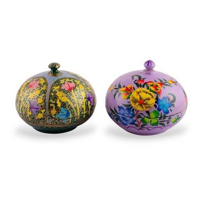Alternate image for Pair of Floral-Themed Wood and Papier Mache Decorative Boxes Floral Radiance