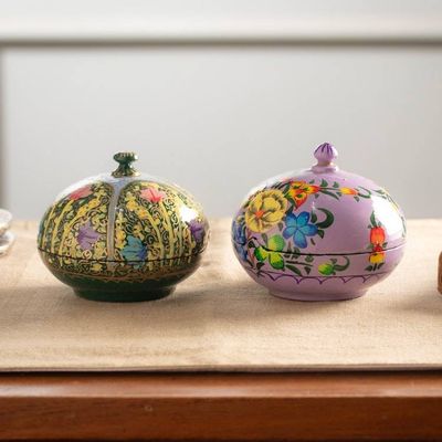 Alternate image for Pair of Floral-Themed Wood and Papier Mache Decorative Boxes Floral Radiance