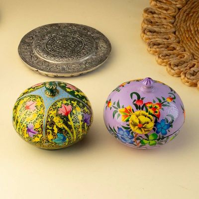 Alternate image for Pair of Floral-Themed Wood and Papier Mache Decorative Boxes Floral Radiance