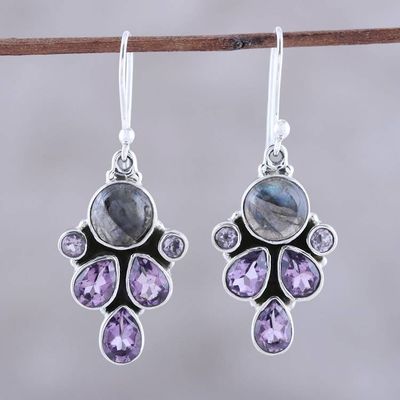 Alternate image for Amethyst and Labradorite Dangle Earrings from India Delightful Dazzle