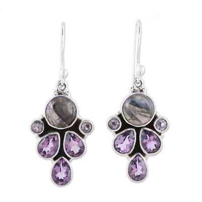 Alternate image for Amethyst and Labradorite Dangle Earrings from India Delightful Dazzle
