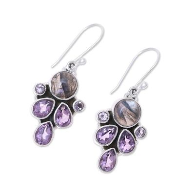 Alternate image for Amethyst and Labradorite Dangle Earrings from India Delightful Dazzle