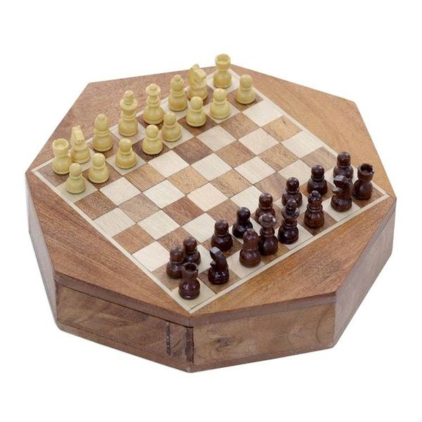 Alternate image for Wood Mini Chess Set with a Magnetic Board from India Mind Battle