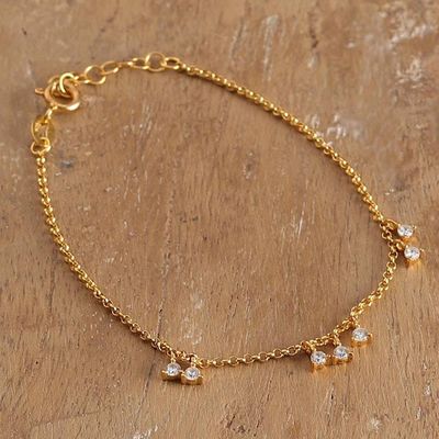Alternate image for Gold-Polished Sterling Silver and Cubic Zirconia Bracelet Days of Glory