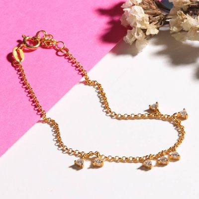 Alternate image for Gold-Polished Sterling Silver and Cubic Zirconia Bracelet Days of Glory