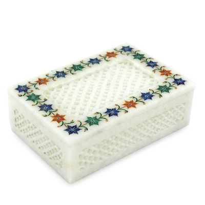 Alternate image for Jasmine Motif Marble Inlay Jewelry Box from India Jasmine Petals