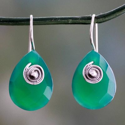 Alternate image for Fair Trade Green Onyx Drop Earrings from India Natures Spell