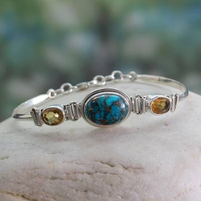 Alternate image for Artisan Crafted Silver Bracelet with Citrine India Jewelry Mumbai Glam