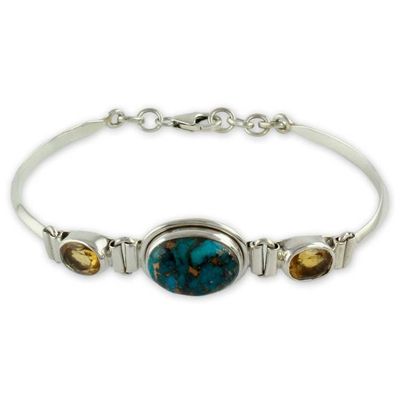 Alternate image for Artisan Crafted Silver Bracelet with Citrine India Jewelry Mumbai Glam