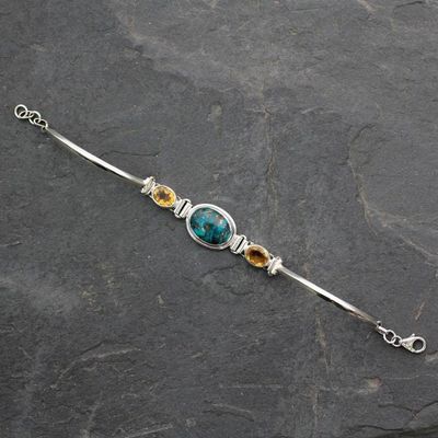 Alternate image for Artisan Crafted Silver Bracelet with Citrine India Jewelry Mumbai Glam