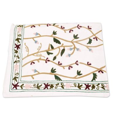 Alternate image for 3-piece Set Embroidered Cotton Twin Bedspread  Pillow Shams Kashmir Bloom