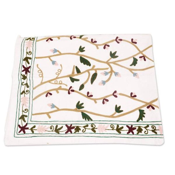 Alternate image for 3-piece Set Embroidered Cotton Twin Bedspread  Pillow Shams Kashmir Bloom