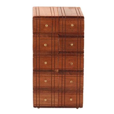 Alternate image for Brass-Accented Acacia Wood Chest with Ten Drawers Timeless Glory