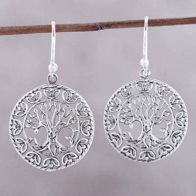 Alternate image for Tree Motif Sterling Silver Dangle Earrings from India Arbor Majesty