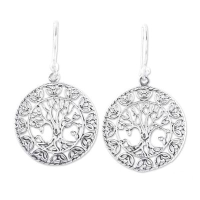 Alternate image for Tree Motif Sterling Silver Dangle Earrings from India Arbor Majesty
