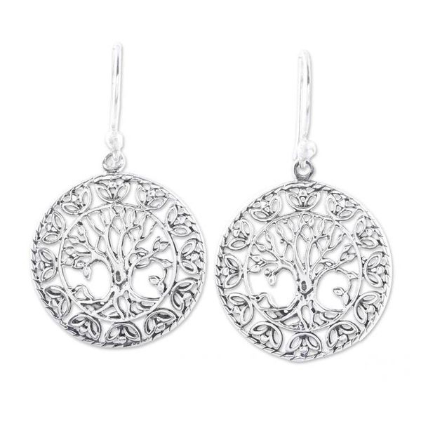 Alternate image for Tree Motif Sterling Silver Dangle Earrings from India Arbor Majesty