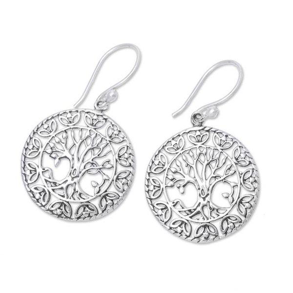 Alternate image for Tree Motif Sterling Silver Dangle Earrings from India Arbor Majesty