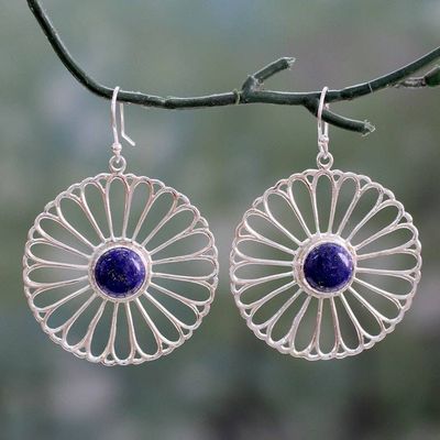 Primary image for Indian Handmade Lapis Lazuli Dangle Earrings Morning Rays