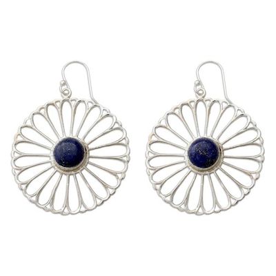 Alternate image for Indian Handmade Lapis Lazuli Dangle Earrings Morning Rays