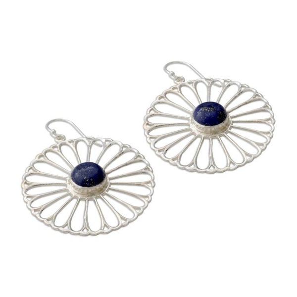 Alternate image for Indian Handmade Lapis Lazuli Dangle Earrings Morning Rays