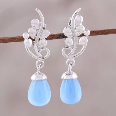 Alternate image for Sterling Silver Blue Chalcedony Vine Dangle Earrings Blissful Vine in Blue