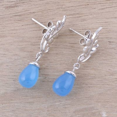 Alternate image for Sterling Silver Blue Chalcedony Vine Dangle Earrings Blissful Vine in Blue