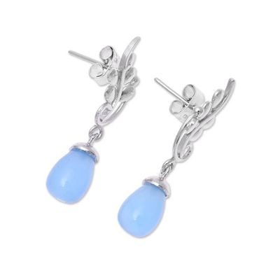Alternate image for Sterling Silver Blue Chalcedony Vine Dangle Earrings Blissful Vine in Blue