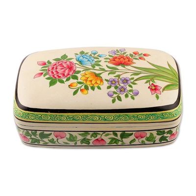 Alternate image for Spring-Themed Hand-Painted Green Papier Mache Jewelry Box Whispers of Spring