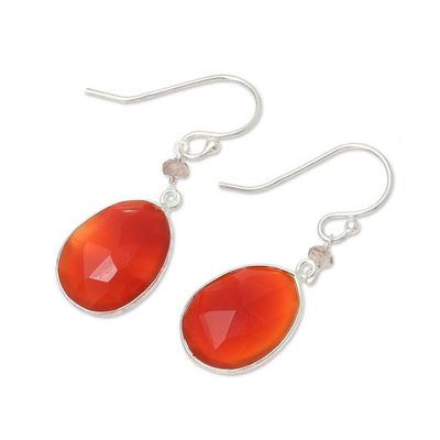 Alternate image for Onyx and Labradorite Dangle Earrings from India Mystic Pools