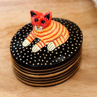 Alternate image for Decorative Papier Mache Cat-Motif Box Cat Nap