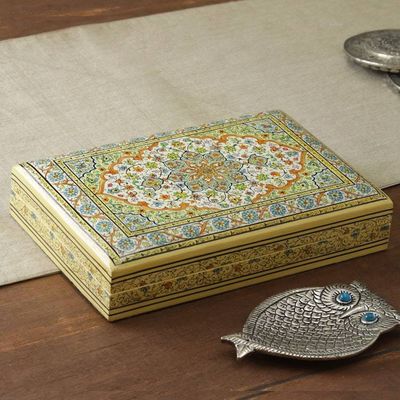 Alternate image for Large-Sized Floral-Patterned Papier Mache Decorative Box Pastel Nature