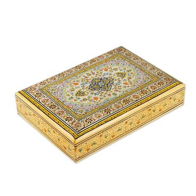 Alternate image for Rectangular Hand-Painted Wood Papier Mache Decorative Box Sapphire Petals