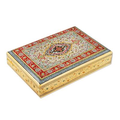 Alternate image for Persian-Inspired Painted Wood Papier Mache Decorative Box Royal Medallion