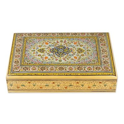Alternate image for Rectangular Hand-Painted Wood Papier Mache Decorative Box Sapphire Petals