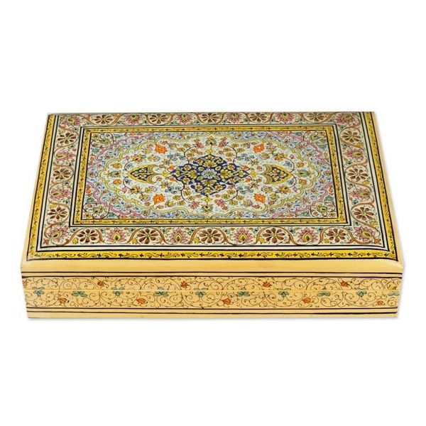 Alternate image for Rectangular Hand-Painted Wood Papier Mache Decorative Box Sapphire Petals