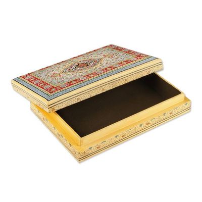 Alternate image for Persian-Inspired Painted Wood Papier Mache Decorative Box Royal Medallion