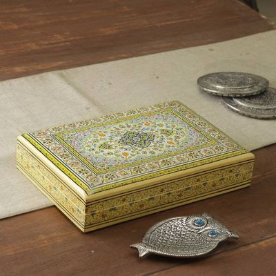 Alternate image for Rectangular Hand-Painted Wood Papier Mache Decorative Box Sapphire Petals