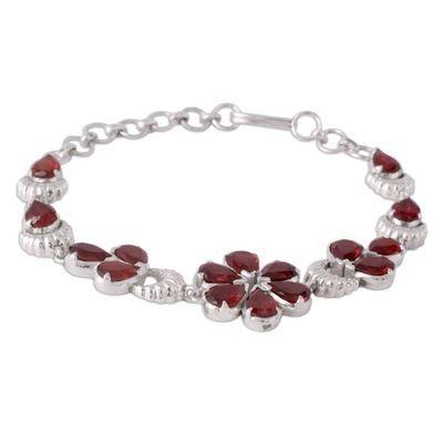 Alternate image for Floral Sterling Silver and Garnet Bracelet Cherry Blossom