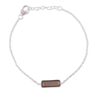 Alternate image for Smoky Quartz and 925 Silver Pendant Bracelet from India Elegant Prism