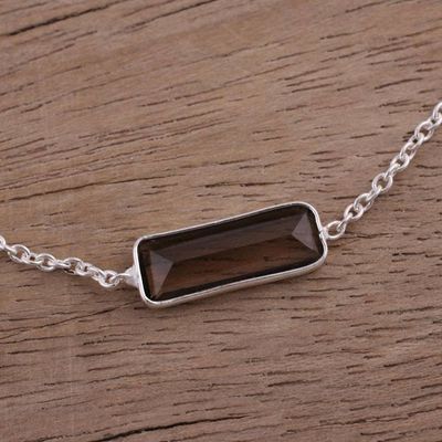 Alternate image for Smoky Quartz and 925 Silver Pendant Bracelet from India Elegant Prism