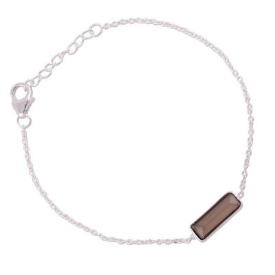 Alternate image for Smoky Quartz and 925 Silver Pendant Bracelet from India Elegant Prism